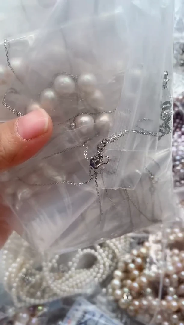 淡水珍珠银S925镶嵌套链多样性发其一,非无暇