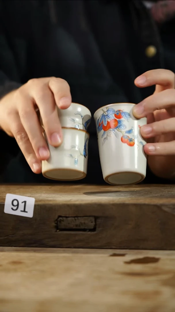 瓷片设计师手作！！！样品落单系列！！！！杯子一组3个