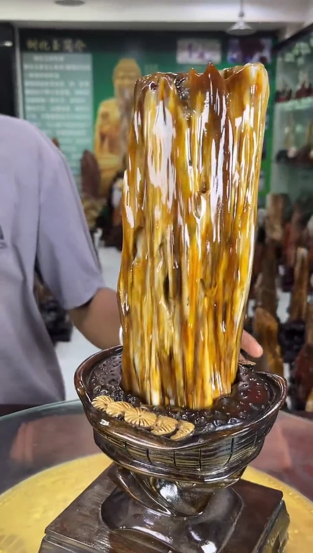 缅甸天然树化玉精品摆件