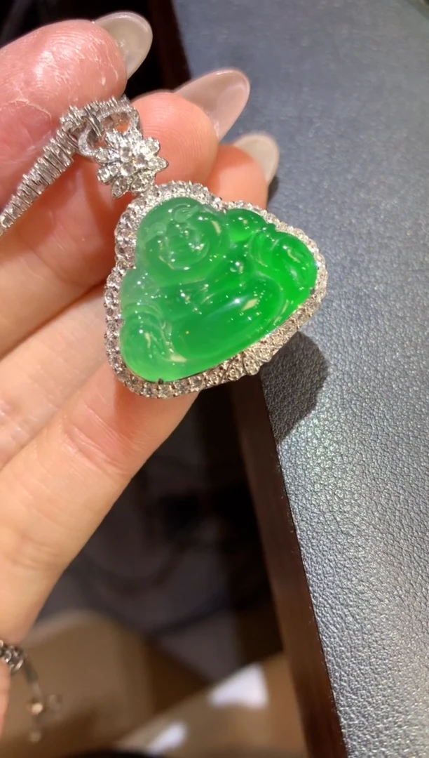 吊坠(不含链)18K金镶嵌翡翠149-佛公（多样性发货一件