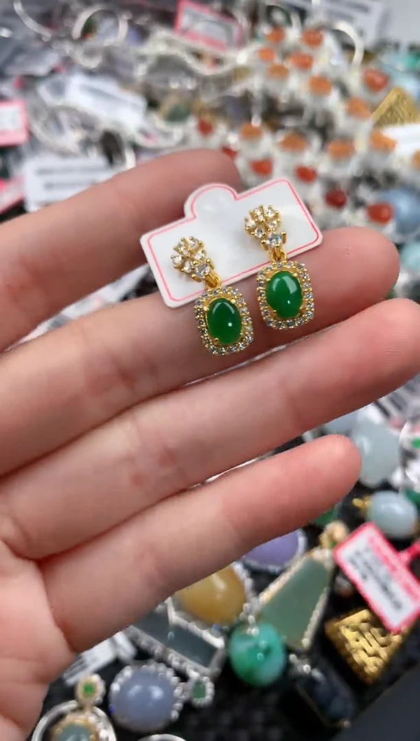 银S925镶嵌戒指翡翠777---9