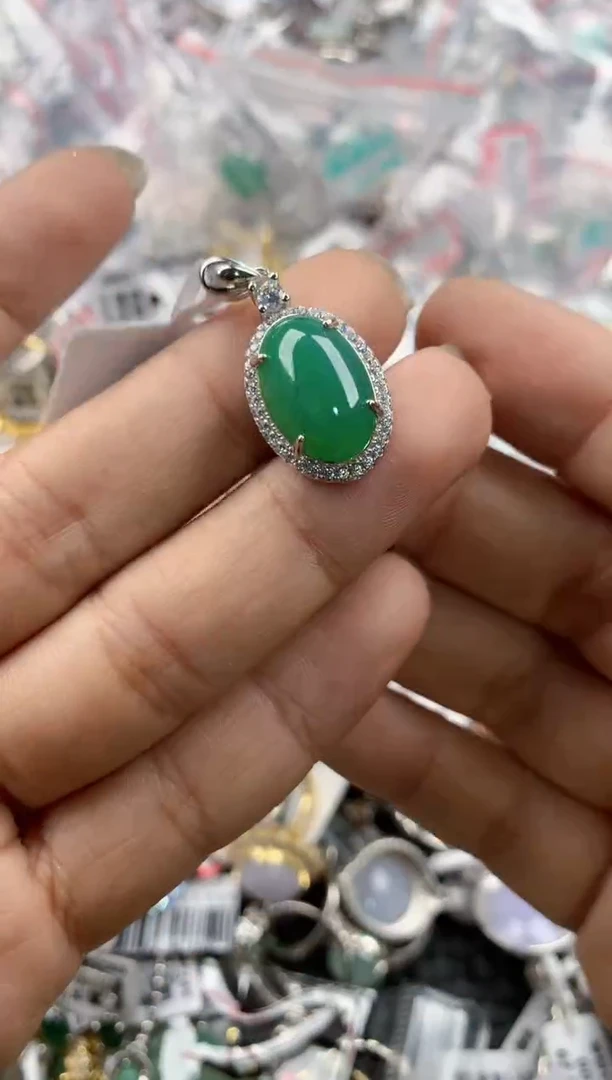 银S925镶嵌戒指翡翠141414----1