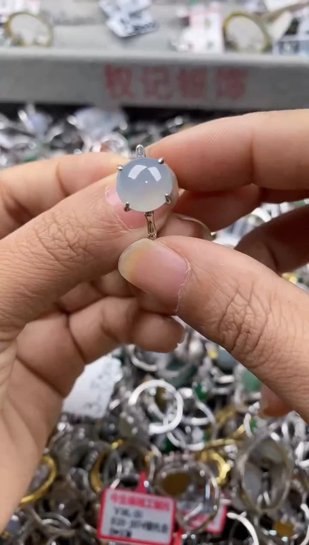 银S925镶嵌戒指翡翠777---9