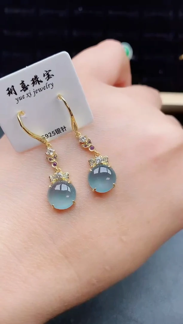 【闪购商品】翡翠耳饰银S925镶嵌0580