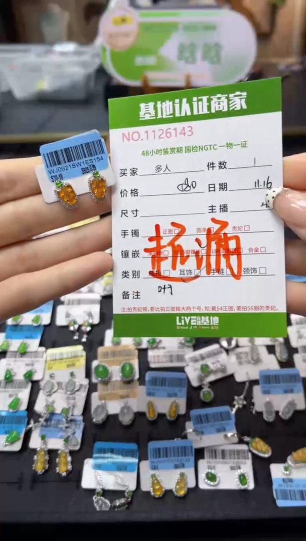 银S925镶嵌翡翠耳饰多人