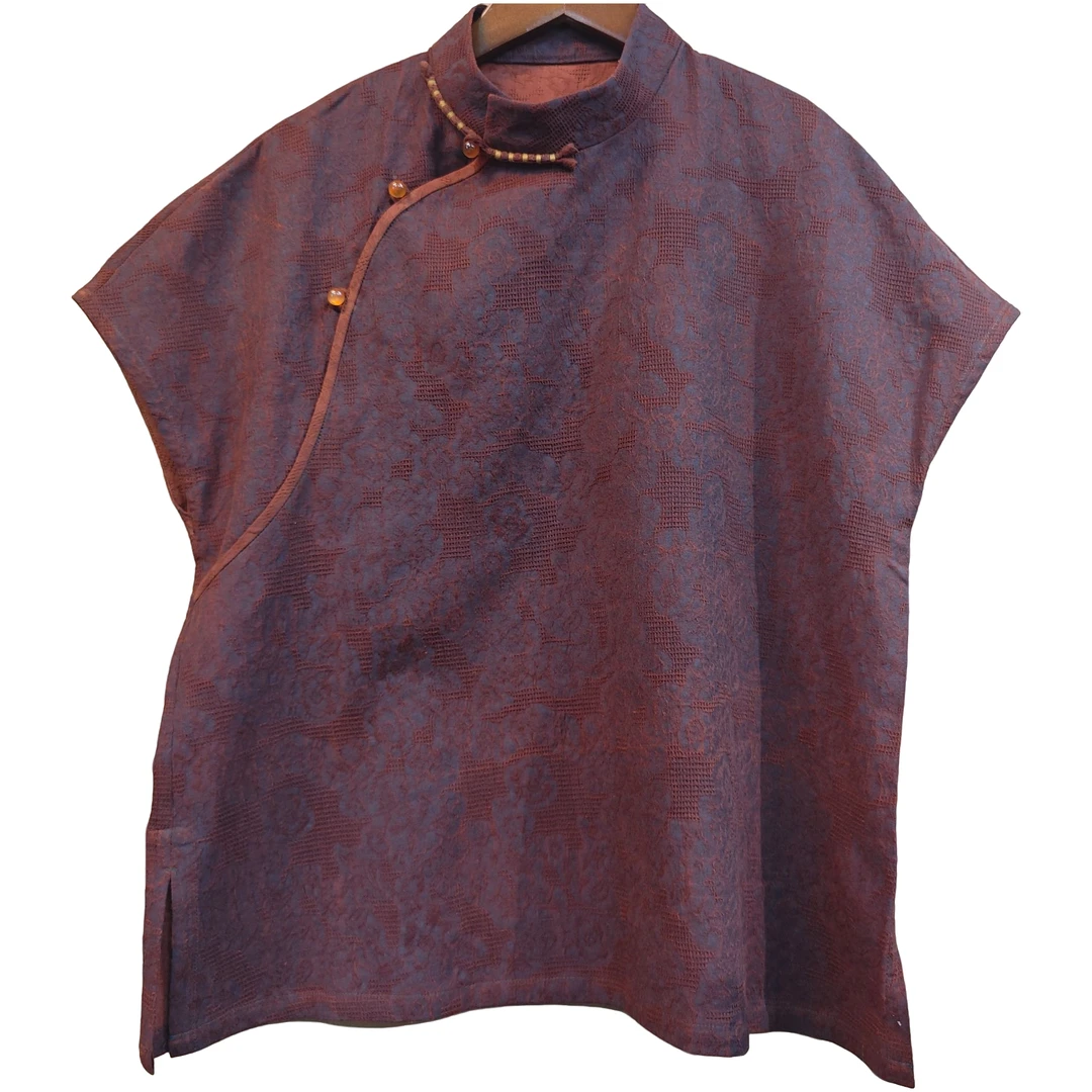 红色亚麻棉上衣，亚麻棉，拍了截图面料透气