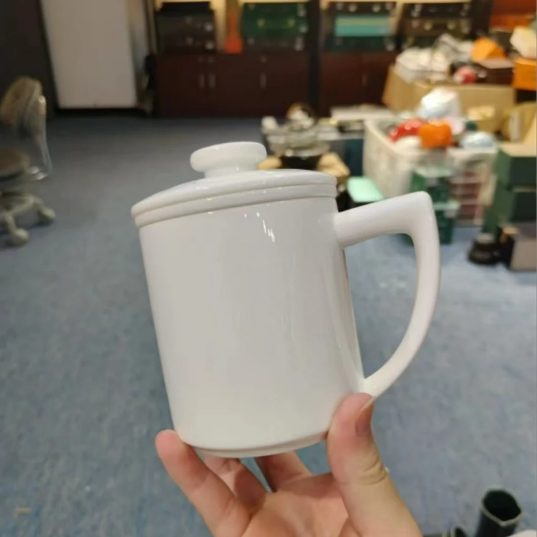 德化云仓 羊脂玉瓷办公杯-5424