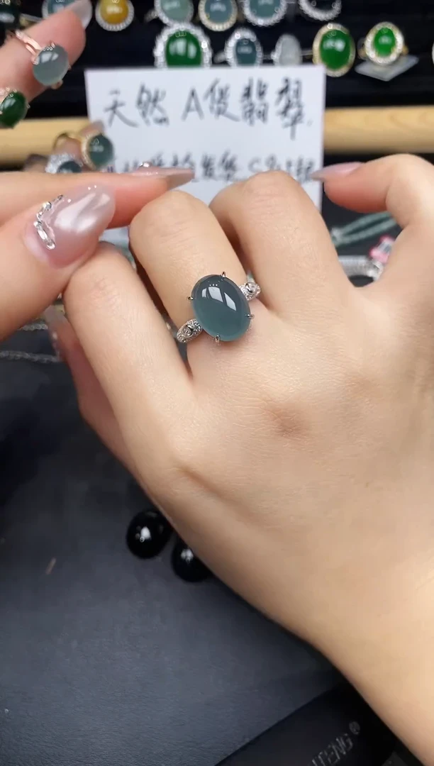 银S925镶嵌戒指翡翠37887