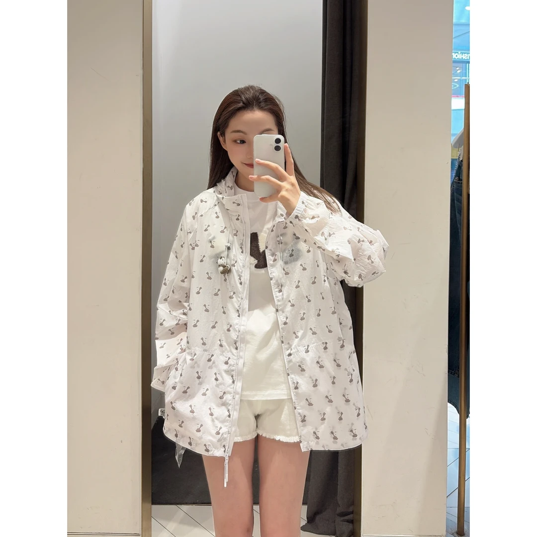 熊猫满印连帽防晒衫25年夏季新款宽松百搭外套6752