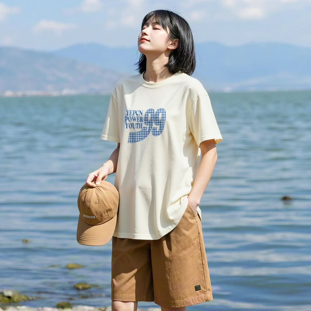 YEP美式印花短袖t恤男女夏季新款复古情侣装半袖宽松街头百搭上衣