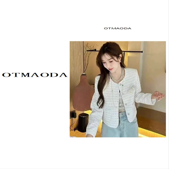 【南瓜定制】N258808-新款时尚花朵小香风短百搭显瘦小个子短外套女