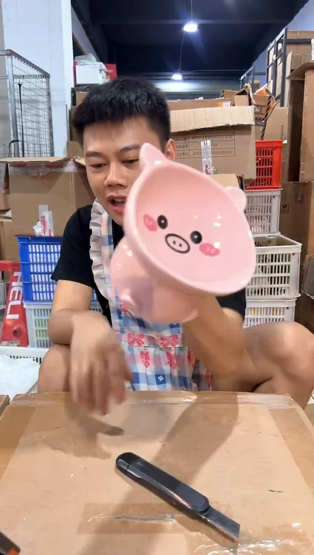 瓷片小猪猫碗