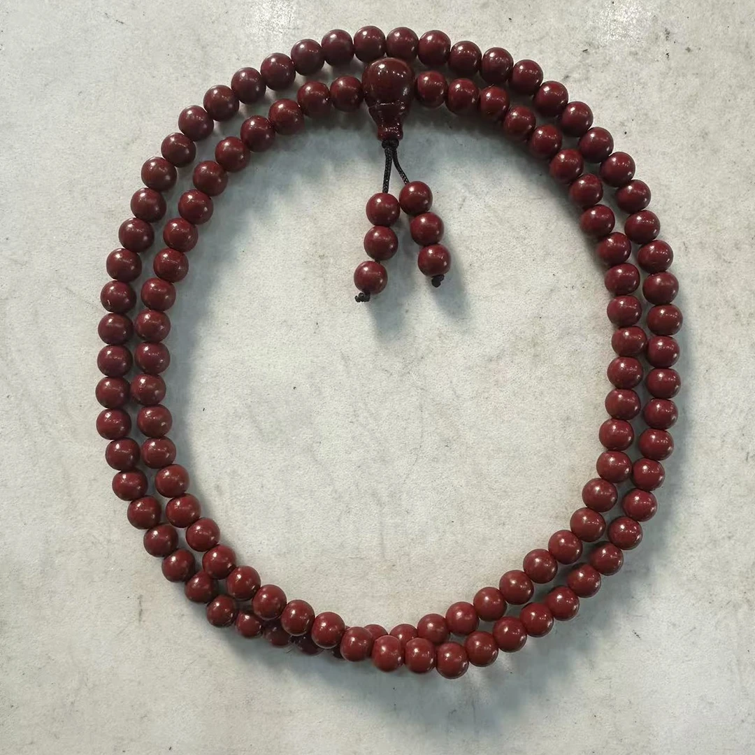 含辰砂工艺品A132 辰砂0.6cm多圈手串人工合成