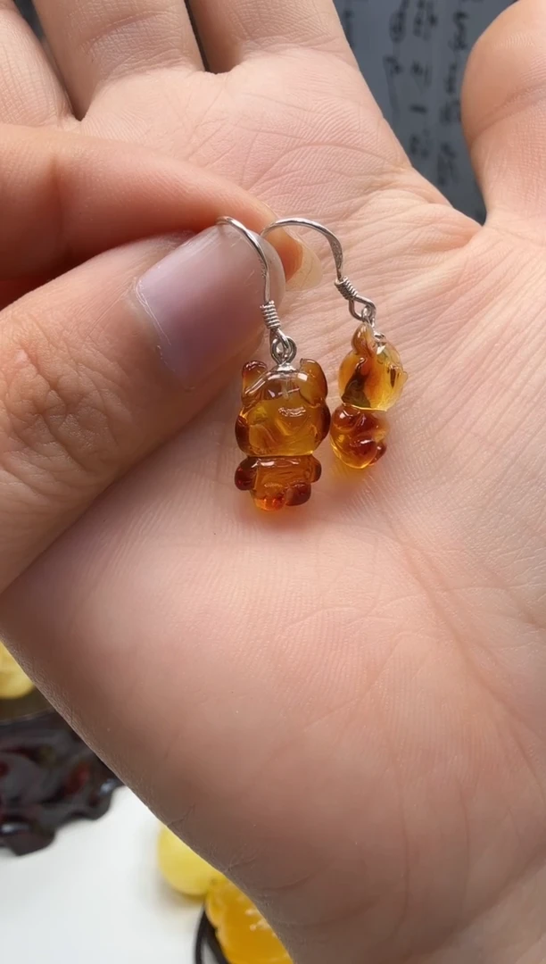 裸石琥珀银S925镶嵌如图