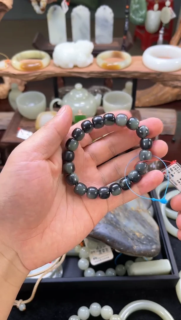 【闪购商品】和田玉手串未镶嵌卡11若羌毛毛矿半山水老型