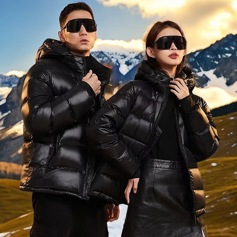 品牌羽绒服短款90白鸭绒黑色时尚冬季加厚韩版连帽冬季羽绒服女S1