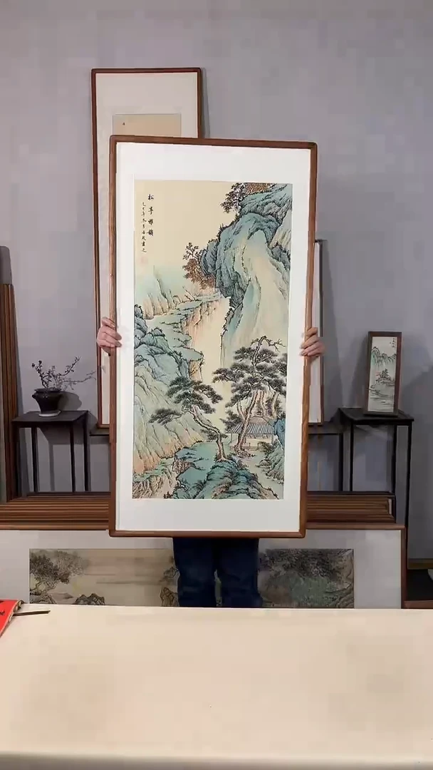 国画手绘*松亭雅韵*62*122cm带框发货