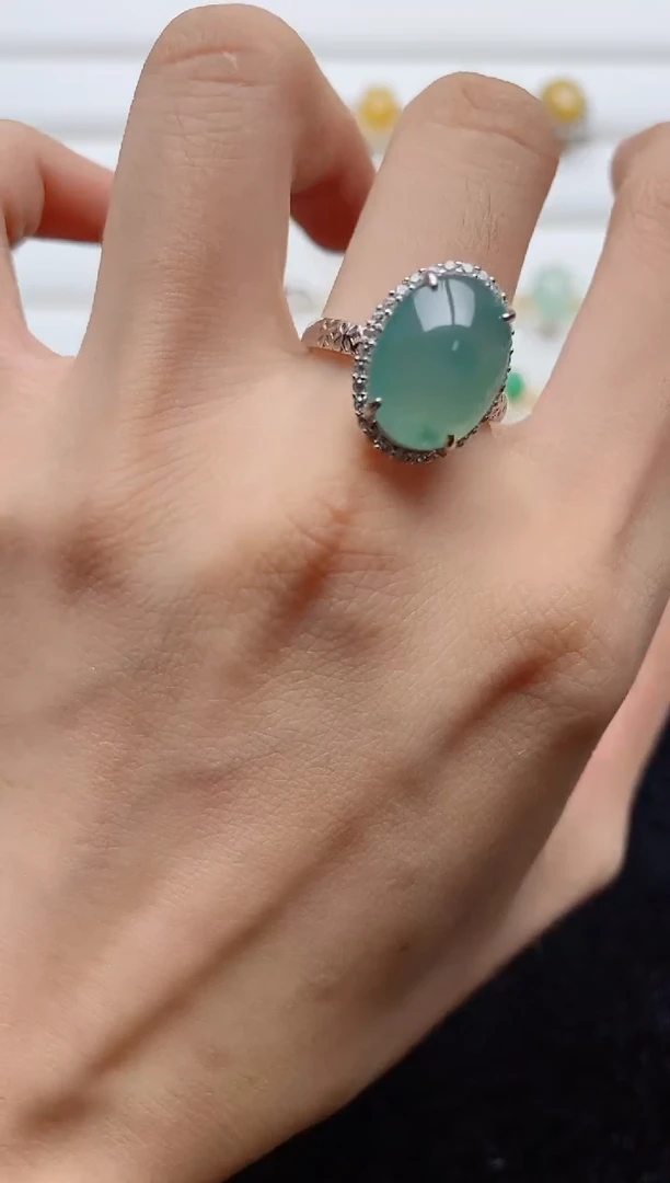 翡翠戒指银S925镶嵌........