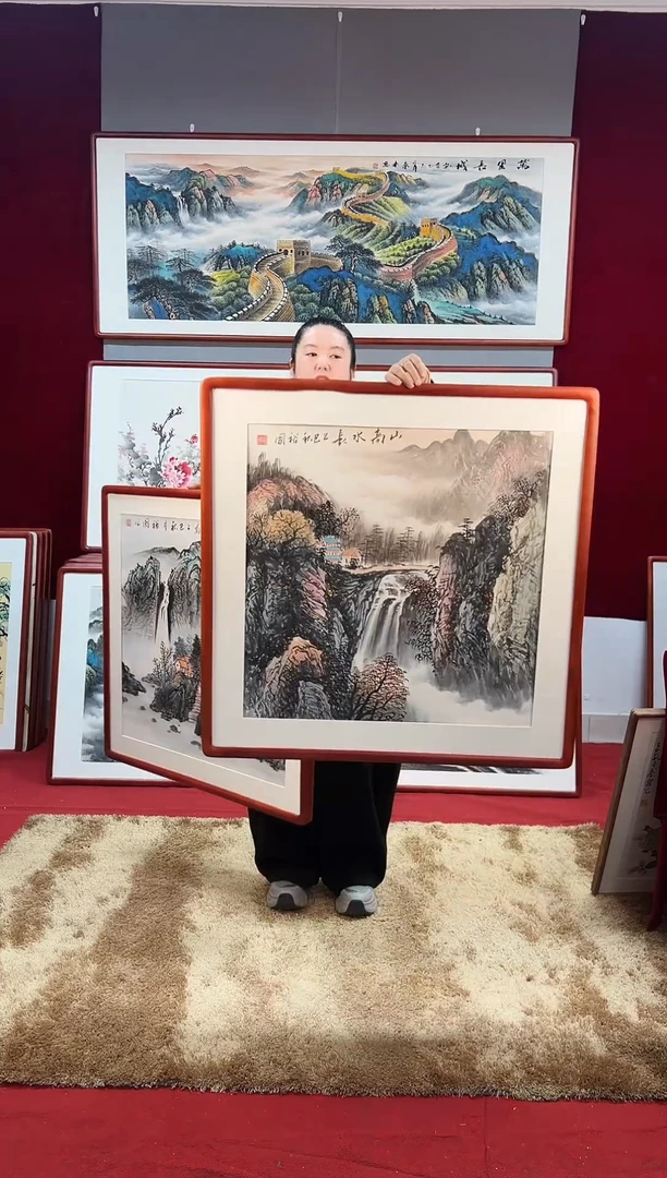 国画手绘山水83*83尺寸