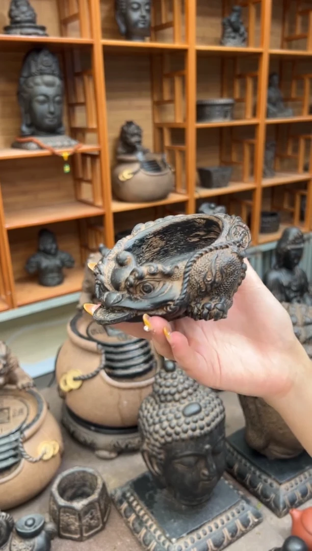 陶土【合成青石】金蟾盆