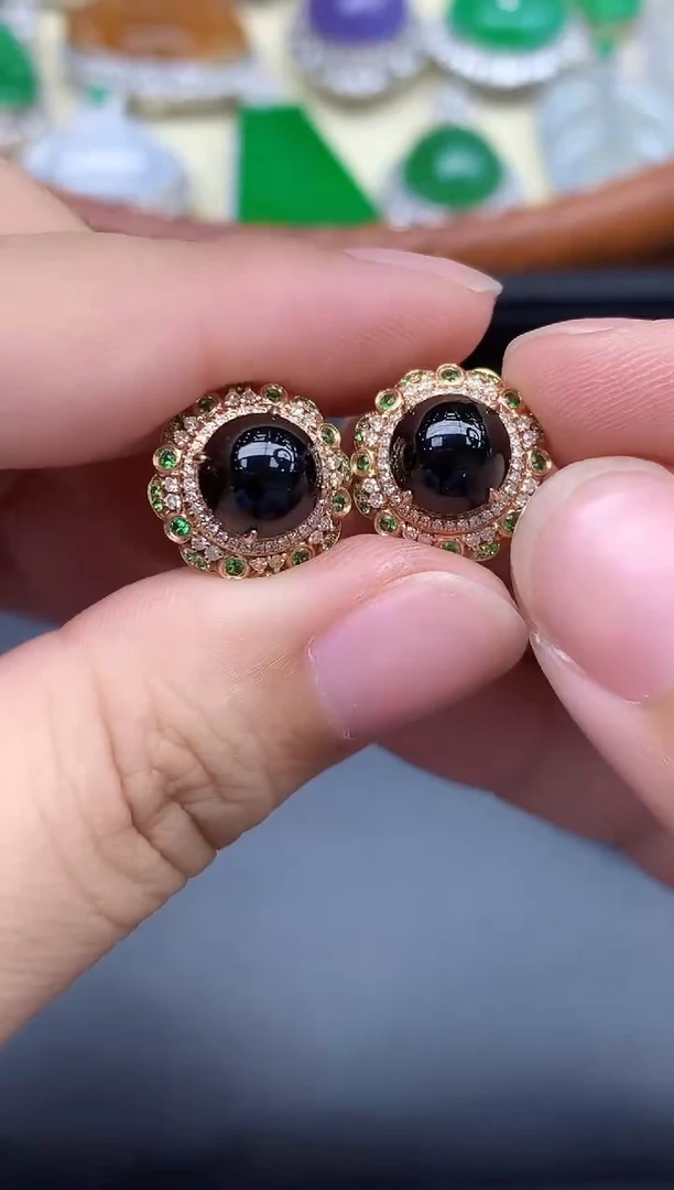 18K金镶嵌翡翠耳饰538-中国好珍宝