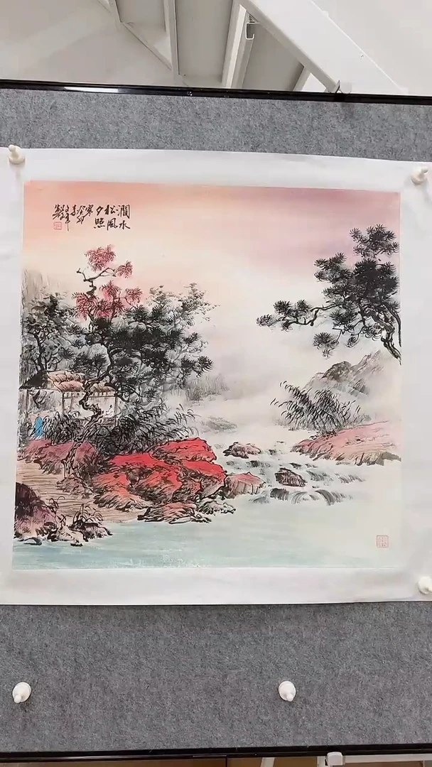 国画李文峰四尺斗方仿古青绿山水