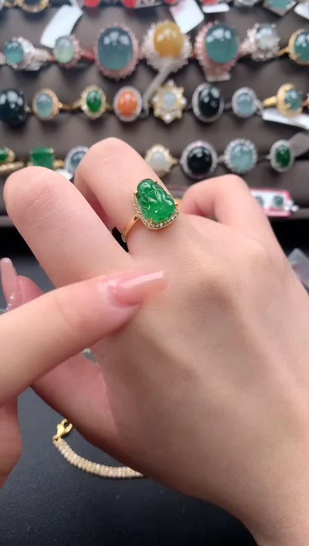 【闪购商品】翡翠戒指银S925镶嵌621431