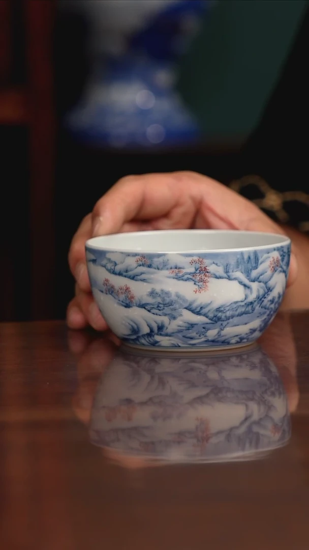 景琳藏青花寒云幕雪