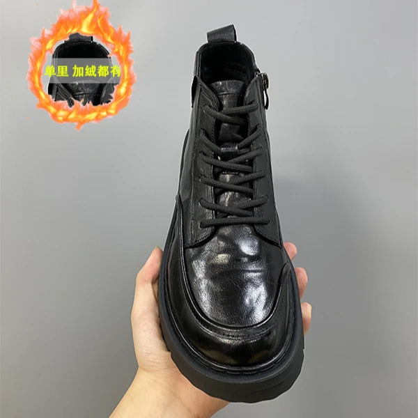 2025秋冬季牛皮新款韩版百搭欧货高级感高腰男鞋帅气潮流时尚