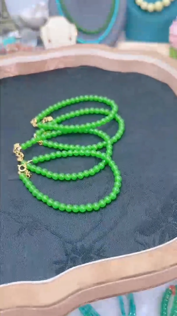 手链银S925镶嵌和田玉（碧玉）圆39