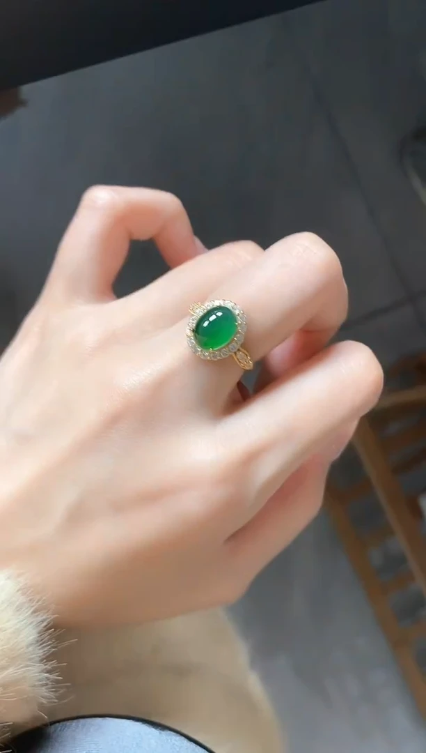 银S925镶嵌戒指翡翠51511