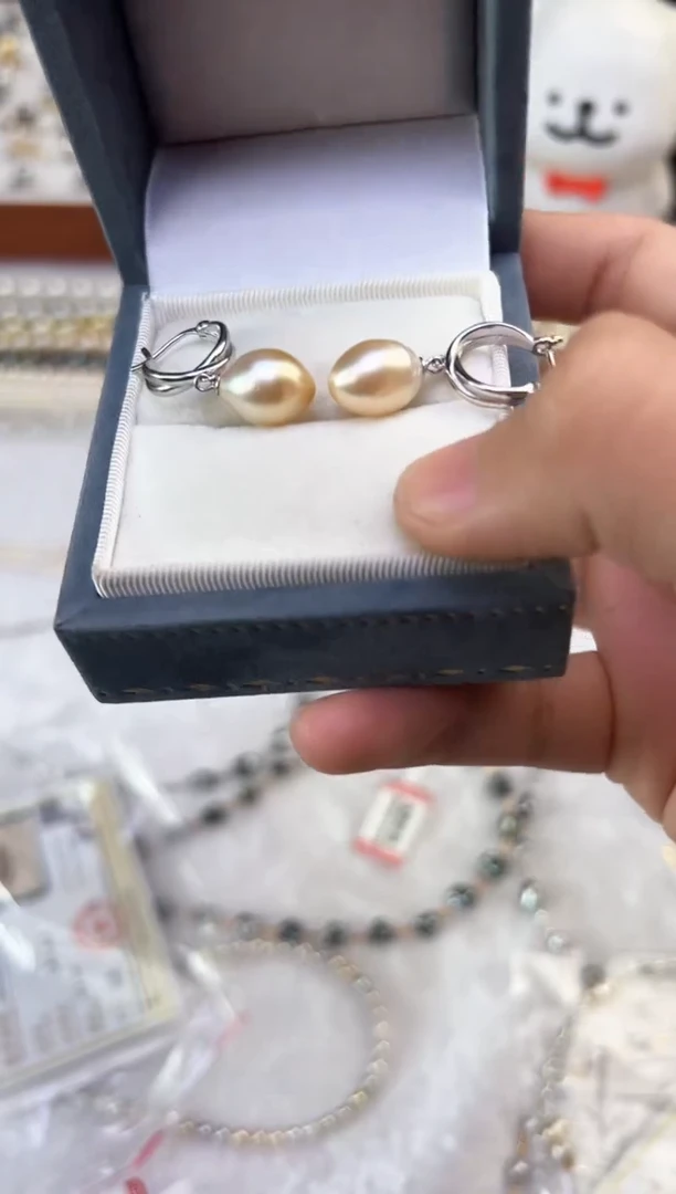 银S925镶嵌耳饰海水珍珠珍珠