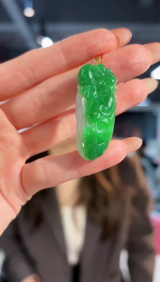 【闪购商品】翡翠颈饰18K金镶嵌缅料A货/支持复检/一件