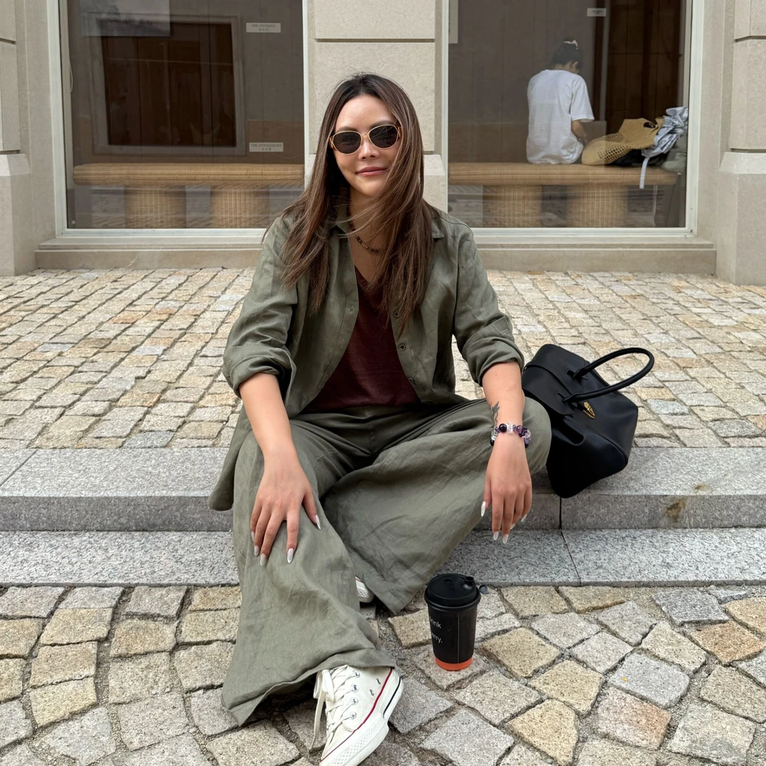 【TT-NATURE】100%亚麻V领衬衫百搭休闲时尚薄款宽松2025新款夏季