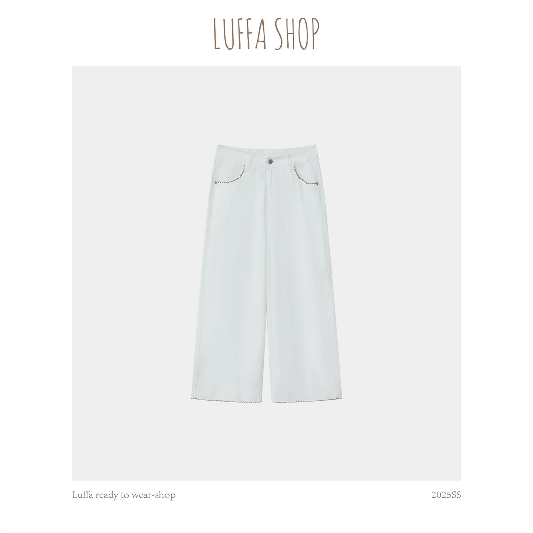 【Luffa shop】“海港漫步”休闲设计白色百搭裤子KZ2025012