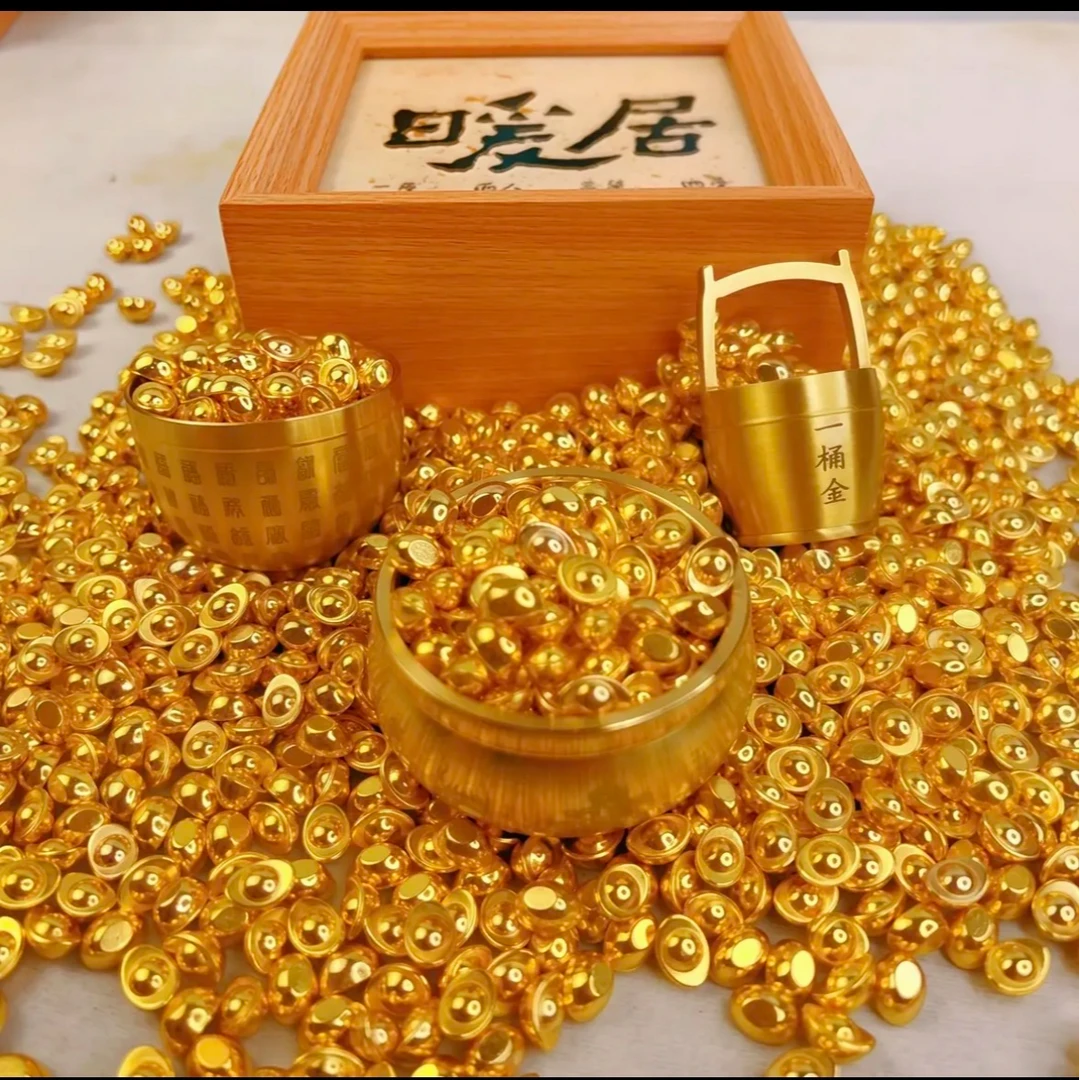 精品实心沙金小元宝防金元宝摆件聚宝盆米缸填充物创意装饰品礼品