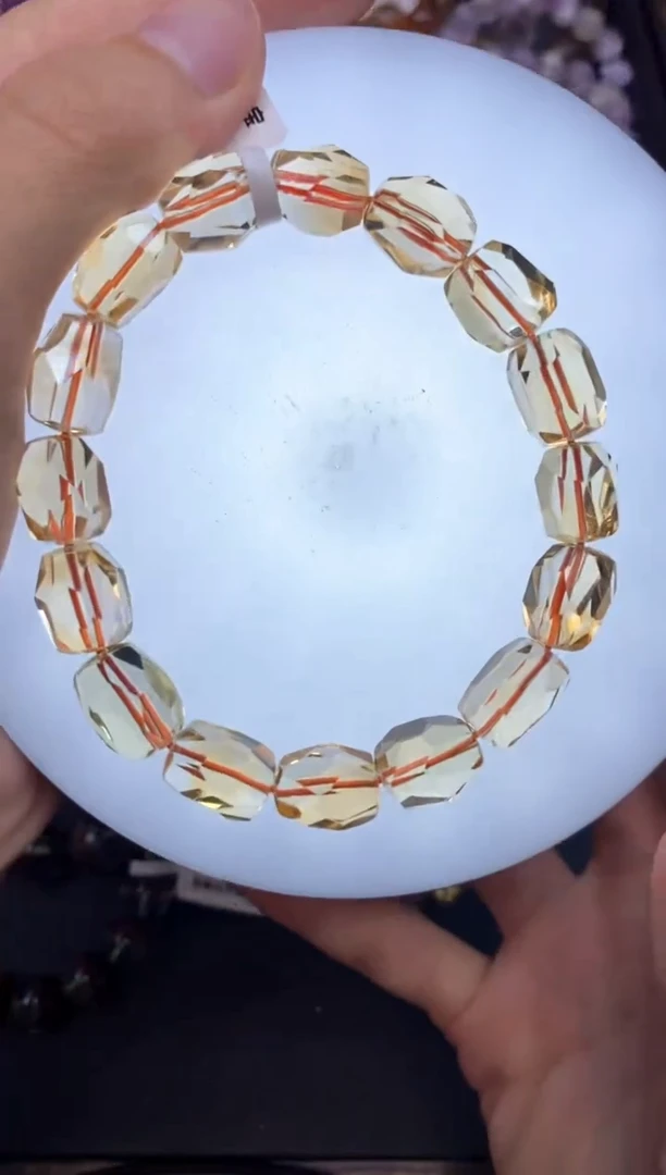 未镶嵌手串水晶A35黄水桶珠随形