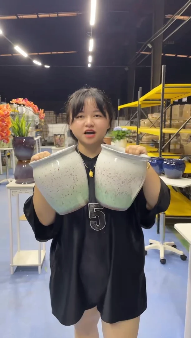 宜兴紫砂粗陶花盆17*19