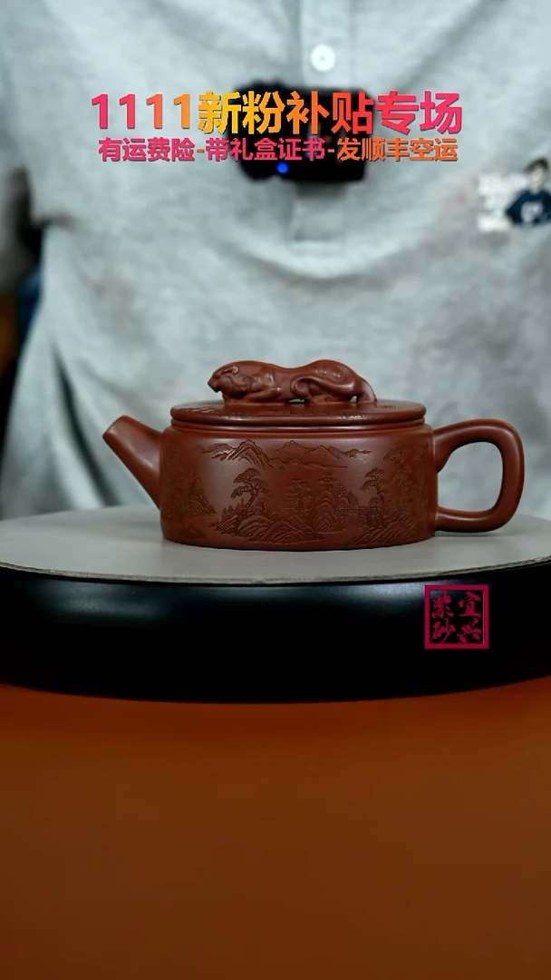 茶壶紫砂陈景明龙血砂山水卧虎藏龙240CC