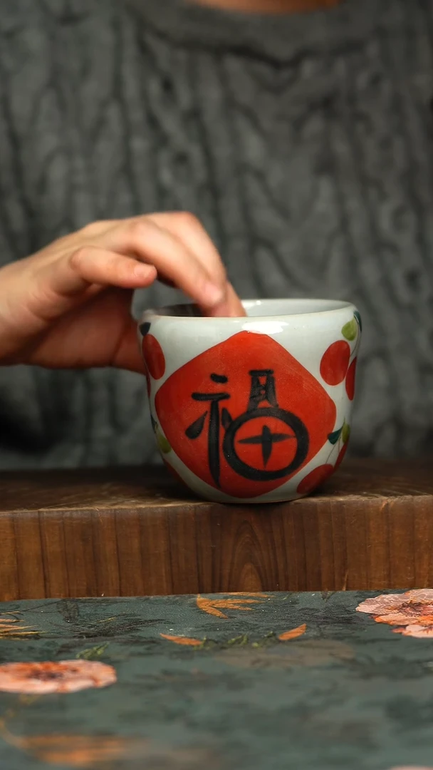 杯釉下彩手工手绘同款陶器