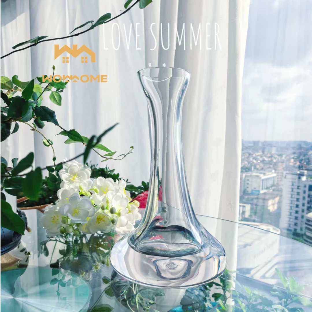 惊喜家1支北欧风格简约细长口透明水晶玻璃花瓶客厅摆件插花瓶