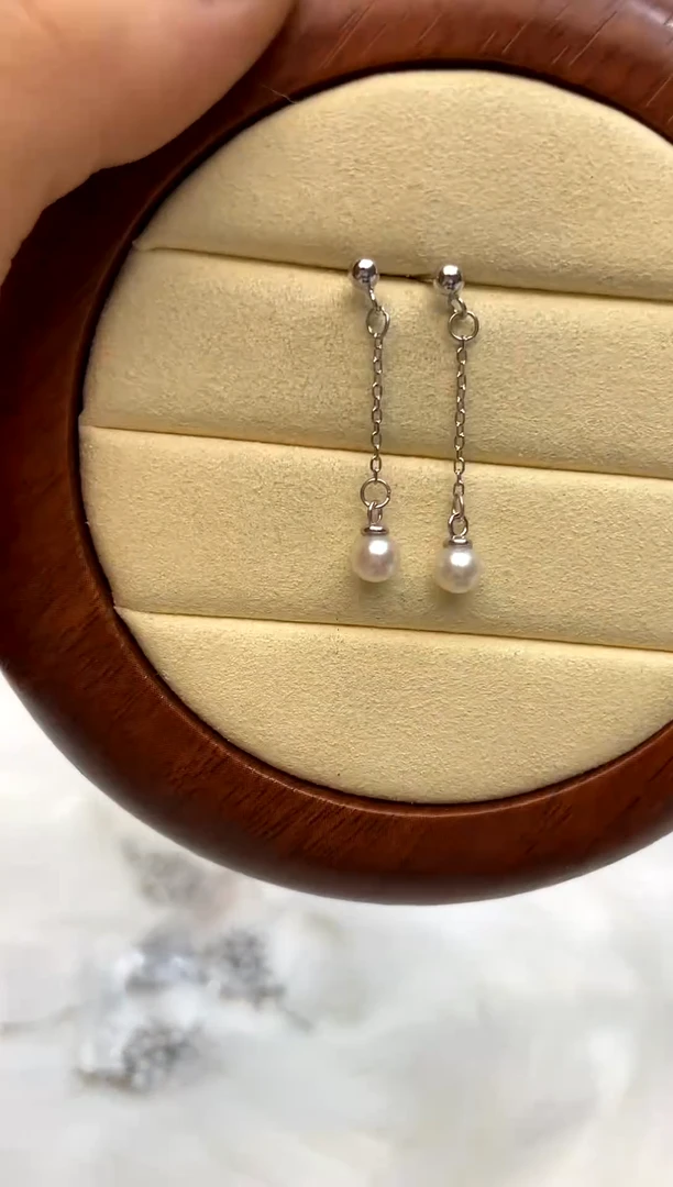 银S925镶嵌海水珍珠耳饰5-6