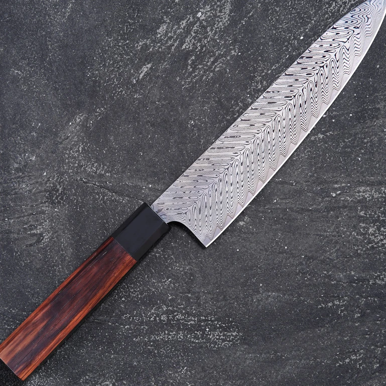 《微瑕疵》鱼骨纹主厨67层大马士革酸枝木鱼骨纹10cr15mov钢