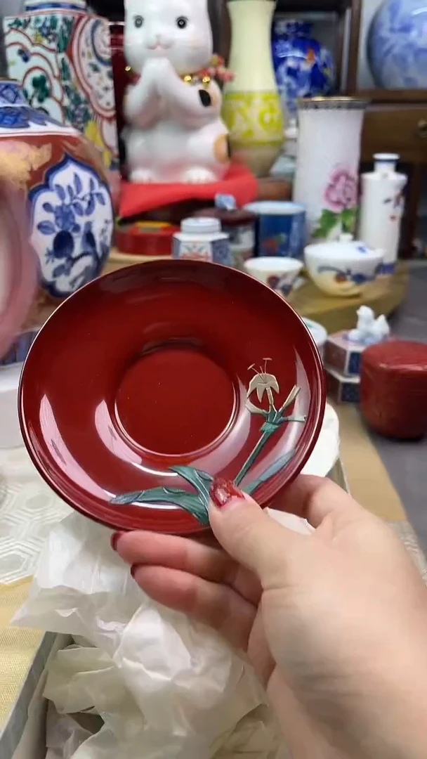 【闪购商品】盘琉球堆锦实木杯托