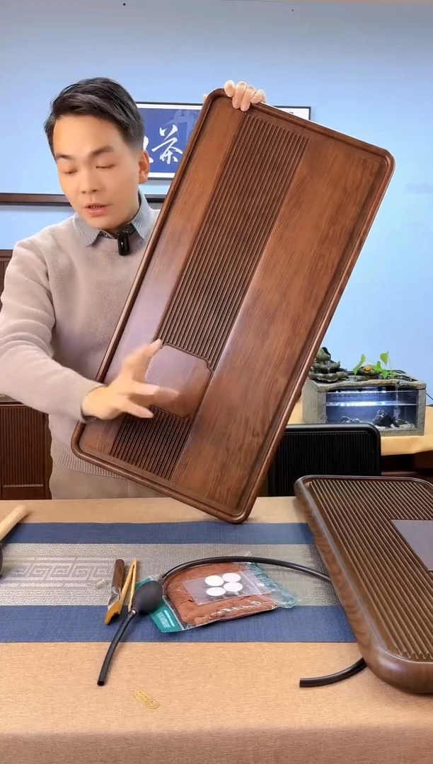【闪购商品】八角胡桃色款式茶盘80*40*4