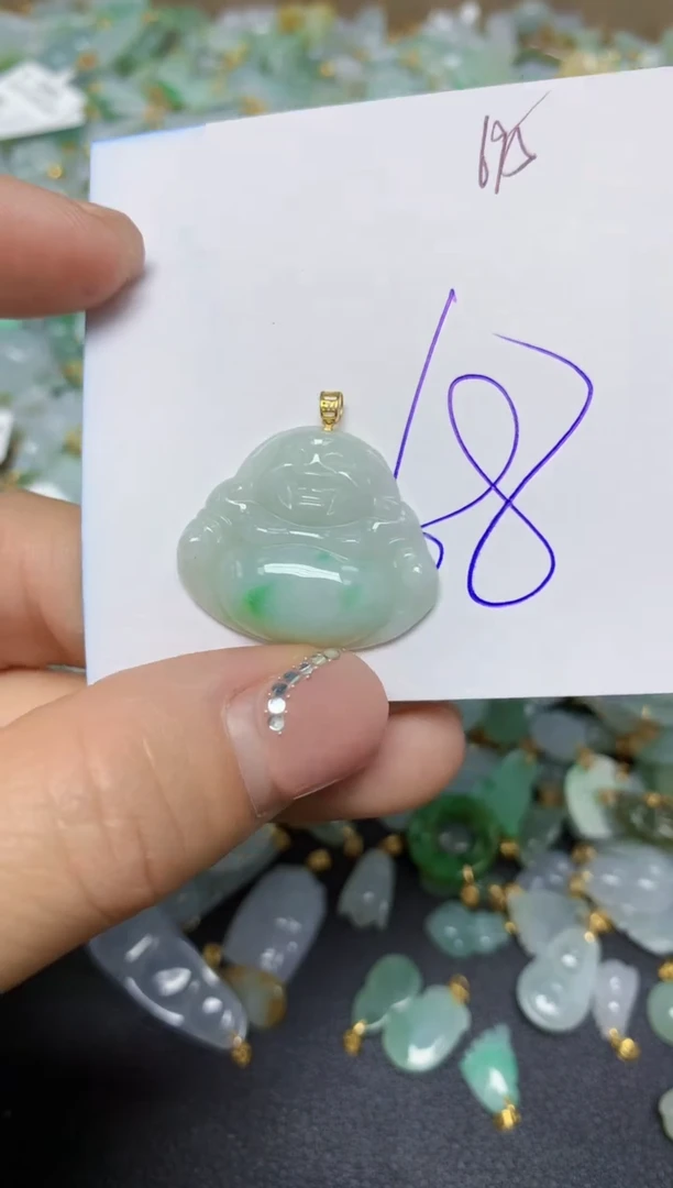 【闪购商品】翡翠挂件18K金镶嵌 天然翡翠A货