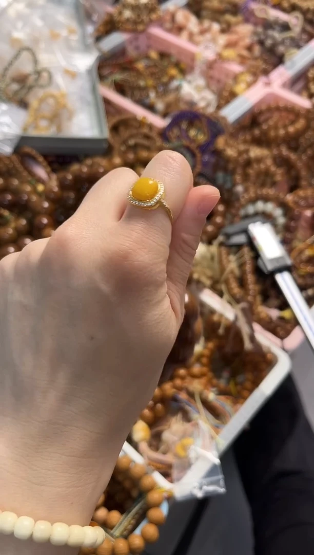 未镶嵌蜜蜡戒指蜜蜡戒子方糖