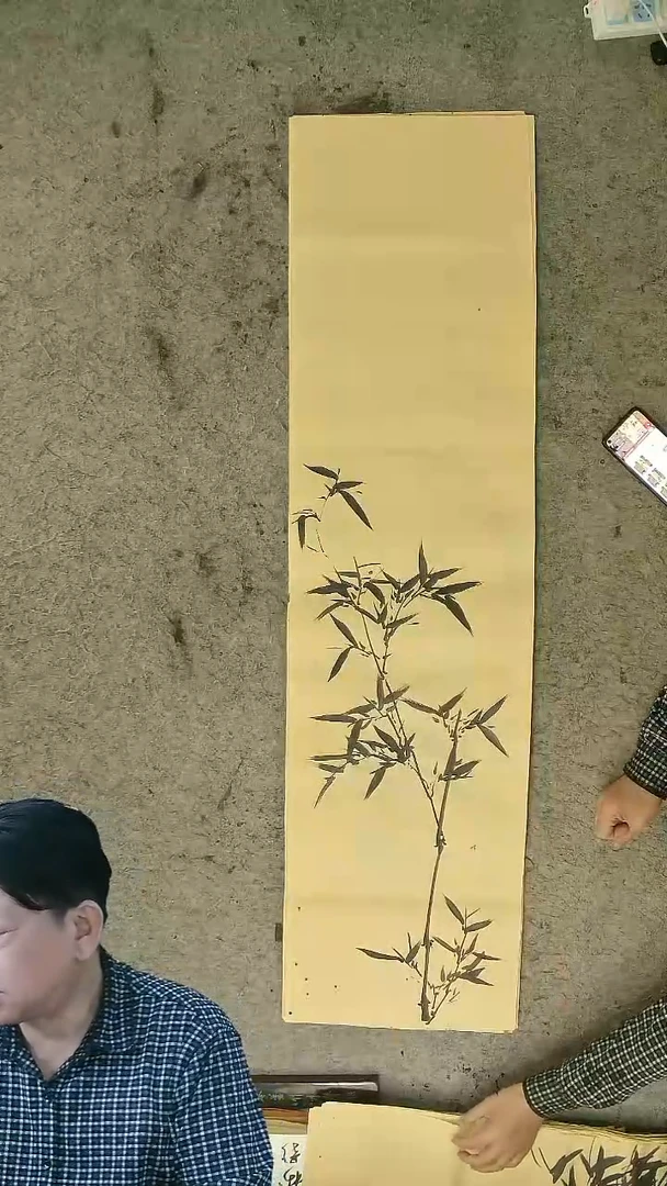 国画四尺对开  墨竹条屏 34*138cm