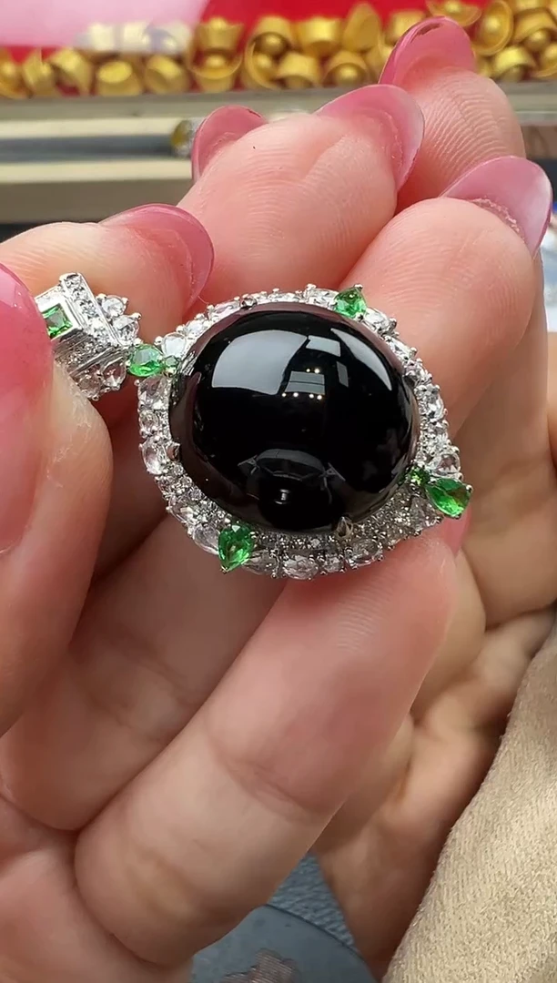 吊坠(不含链)18K金镶嵌翡翠勿拍