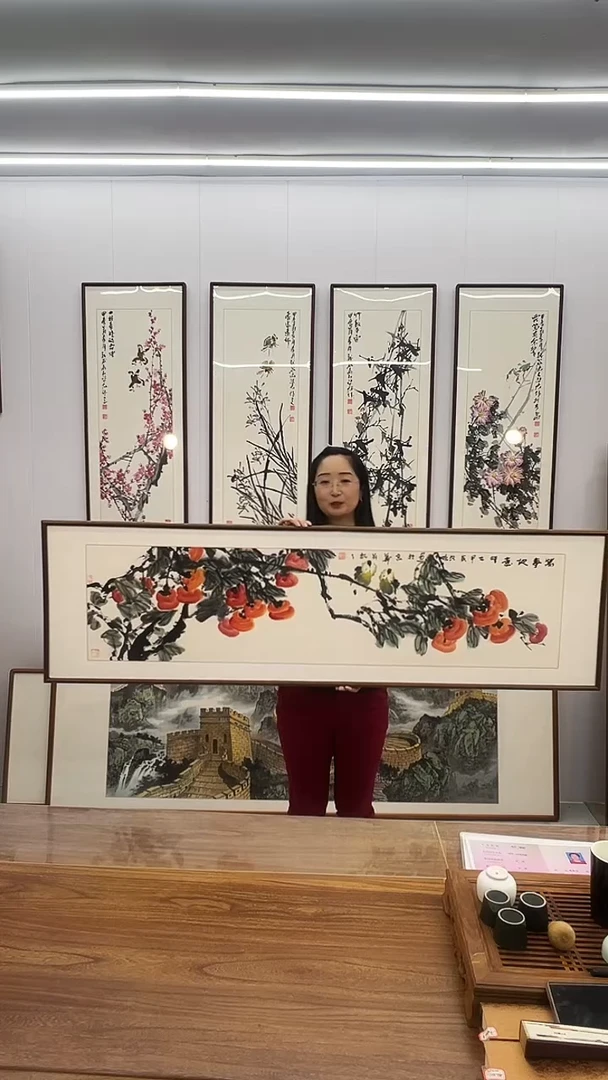 国画汪琼 160*45 万事如意